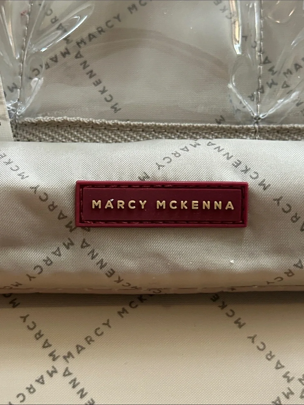 Marcy McKenna Gloss Quilted hard shell Cosmetic Case in Burgundy